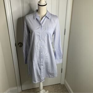 Equipment brett blue striped long sleeves shirt dress size large preppy‎